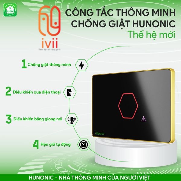 Công Tắc Chống Giật Bình Nóng Lạnh Thông Minh Hunonic